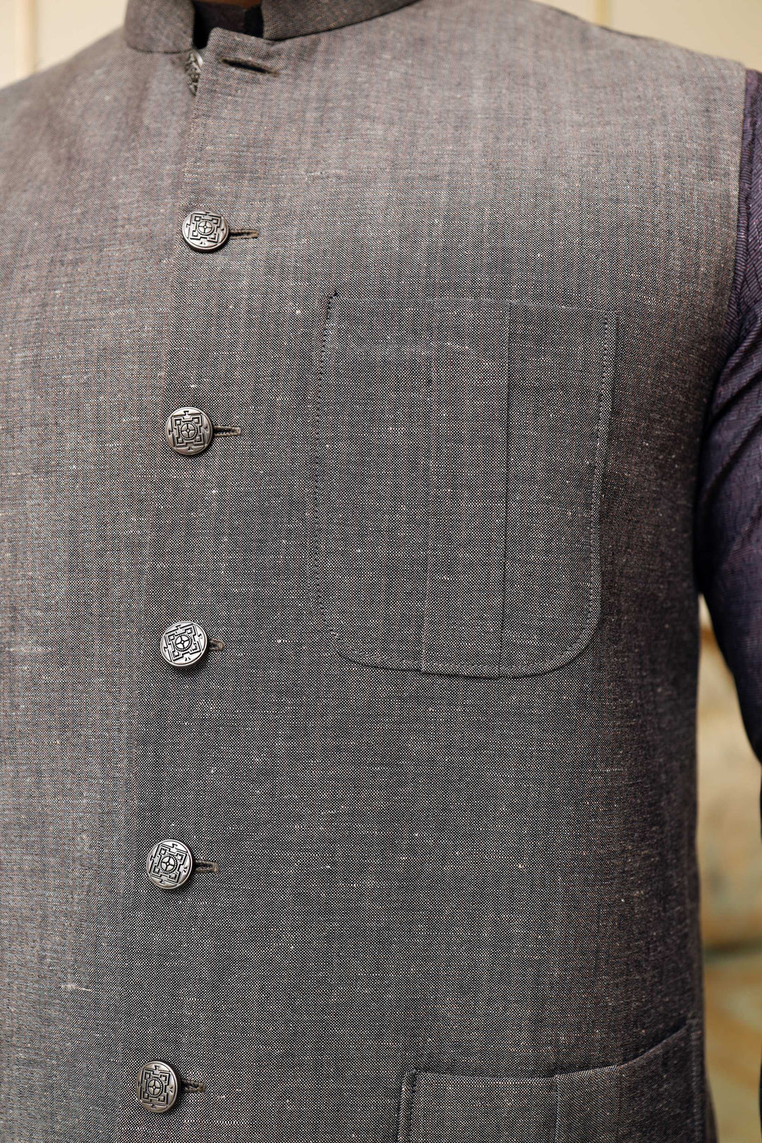Premium Salt & Paper Waistcoat Suiting Fabric