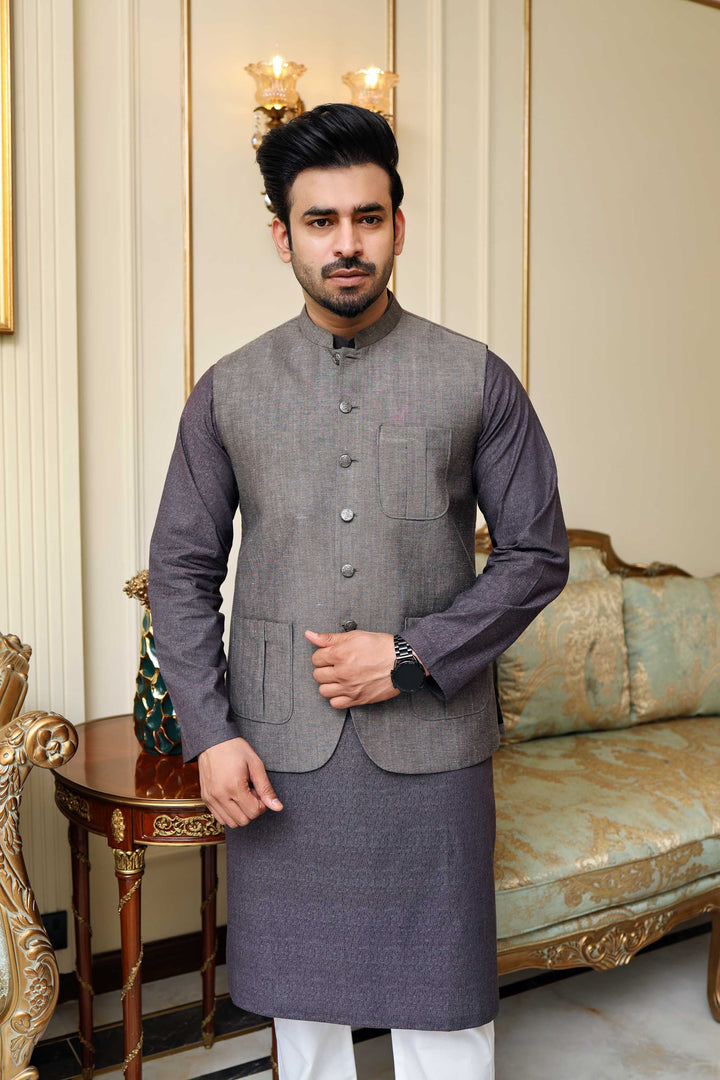 Premium Salt & Paper Waistcoat Suiting Fabric