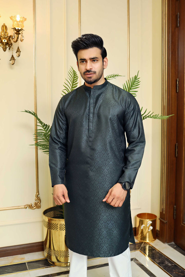 Premium Formal jamawar fabric Green kurta