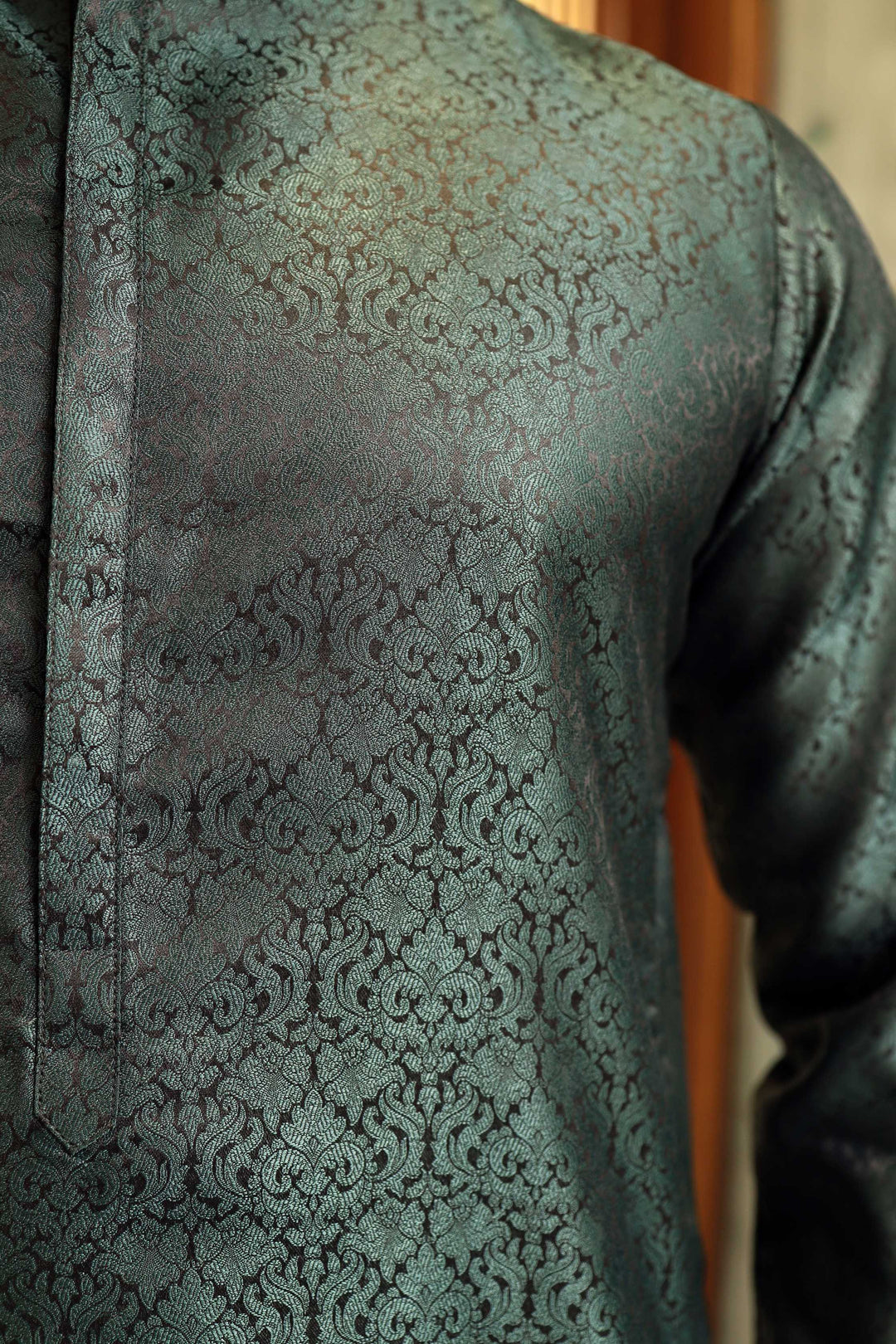 Premium Formal jamawar fabric Green kurta