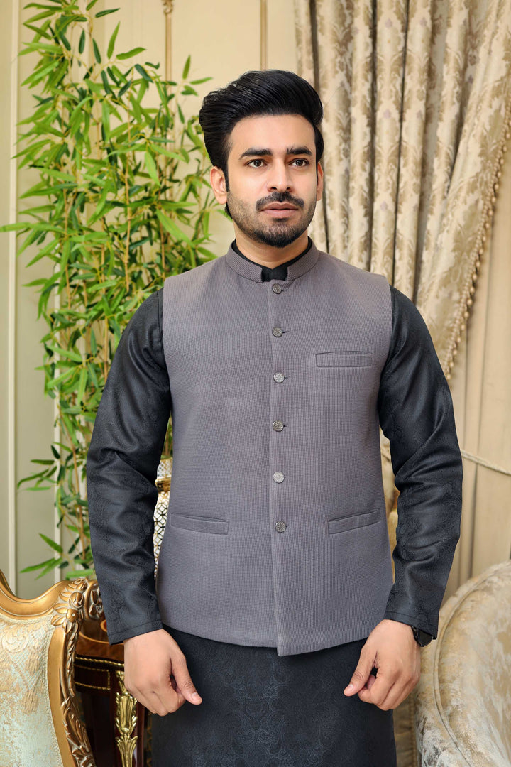 Premium Charcoal waistcoat Knit Fabric