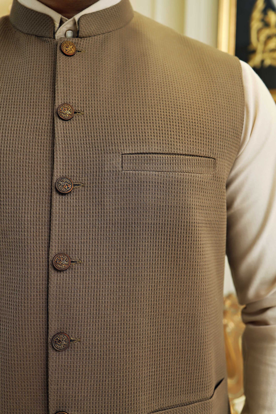Premium Camel waistcoat Knit Fabric