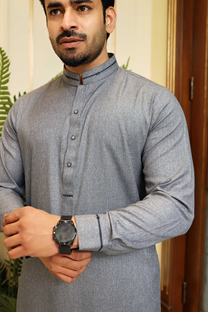 Premium Grey kameez Shalwar Blended Fabric