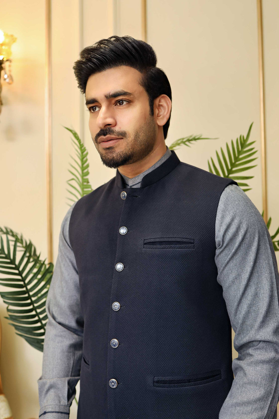 Premium Navy PC Waistcoat Blended Suiting Fabric