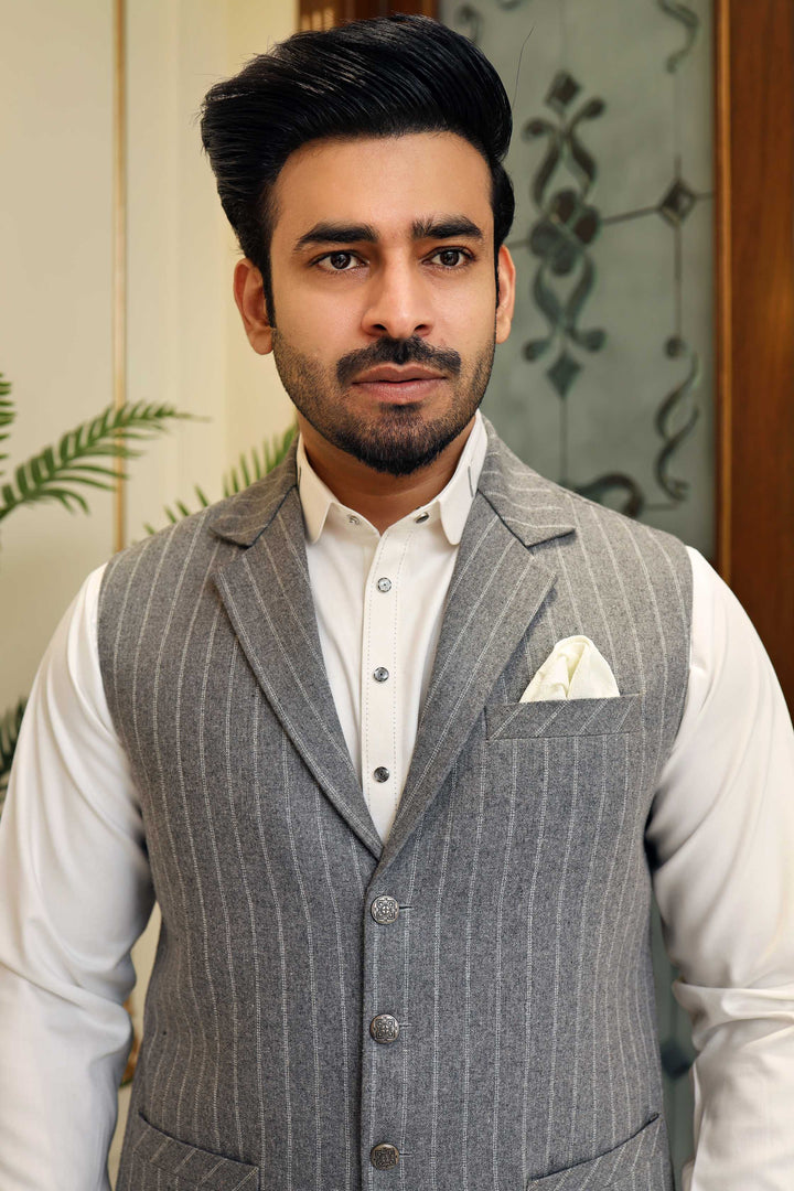 Premium Grey Waistcoat Wool Fabric