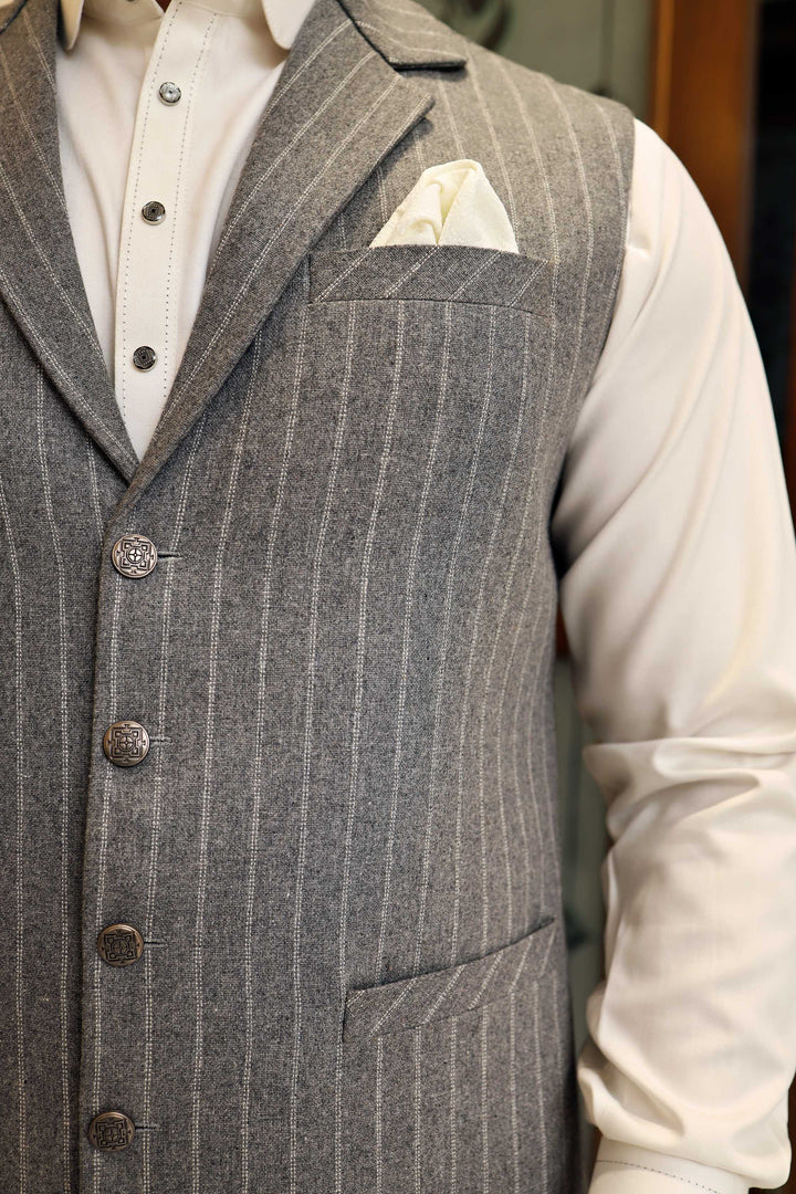Premium Grey Waistcoat Wool Fabric