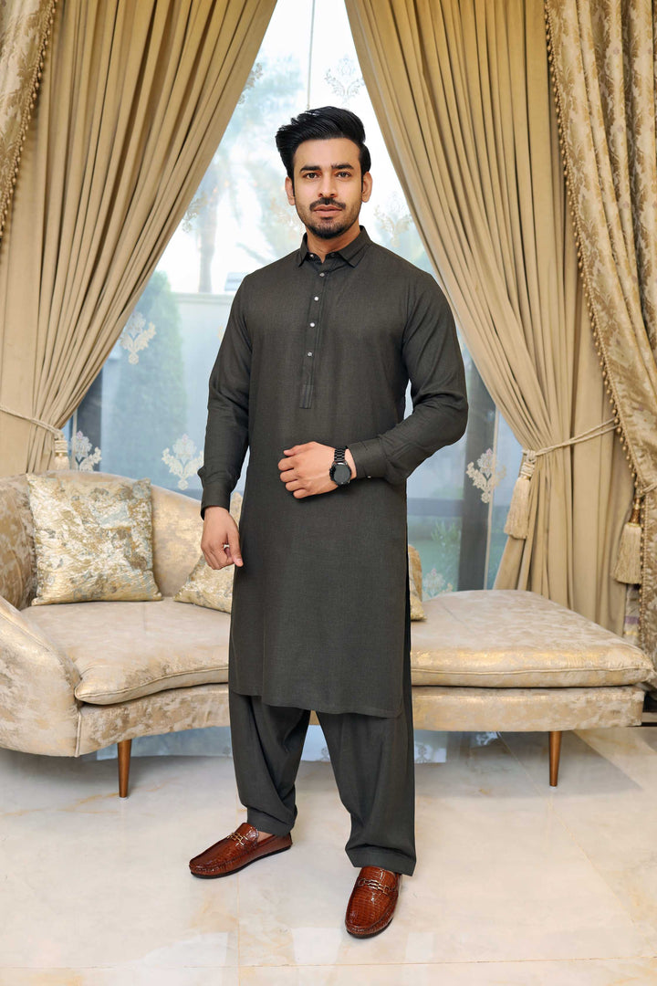 Premium Green Kameez Shalwar Blended Fabric