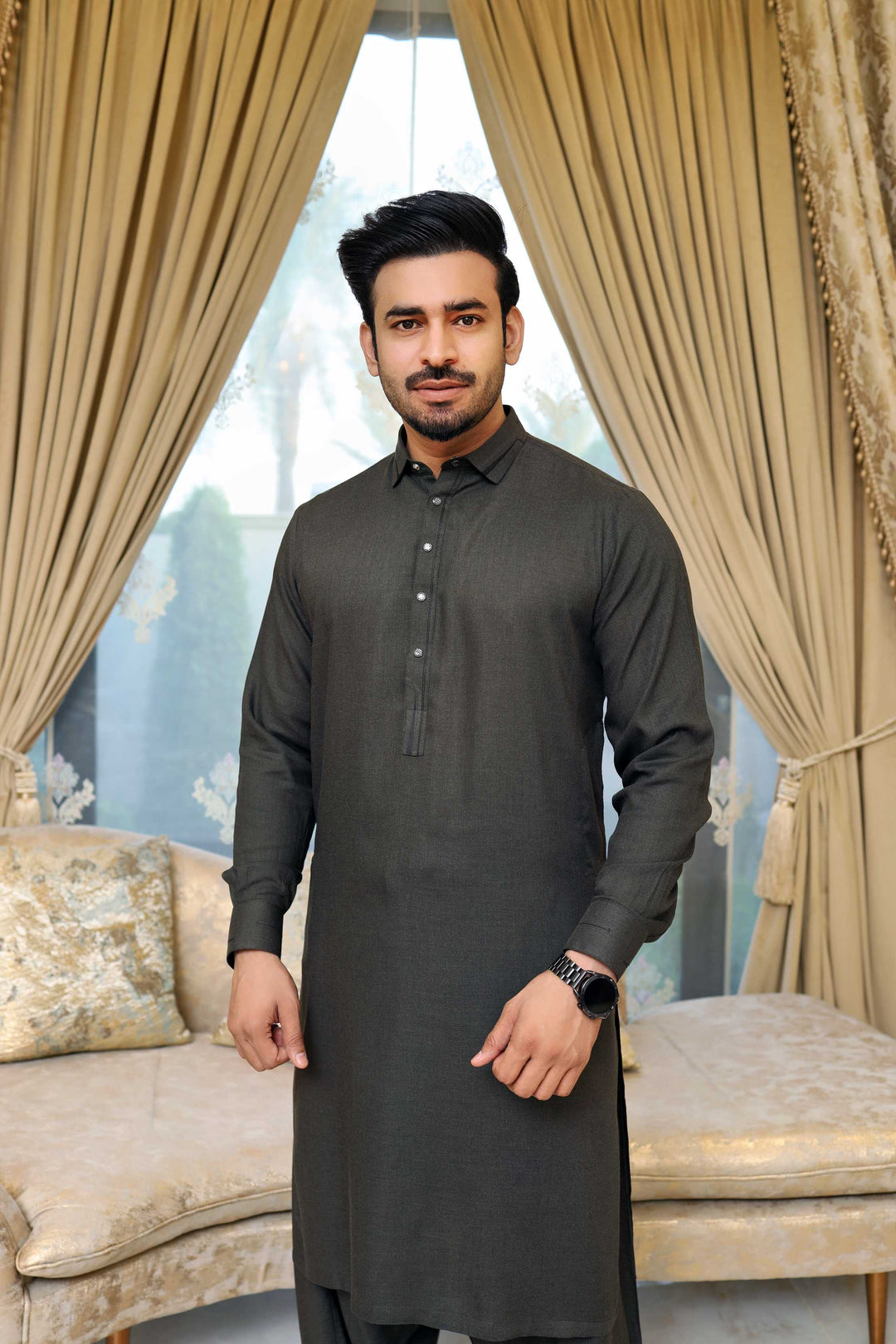 Premium Green Kameez Shalwar Blended Fabric