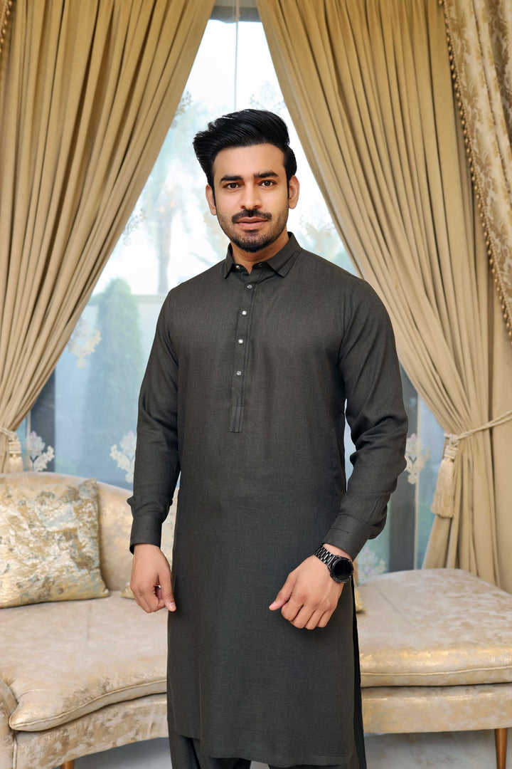 Premium Green Kameez Shalwar Blended Fabric