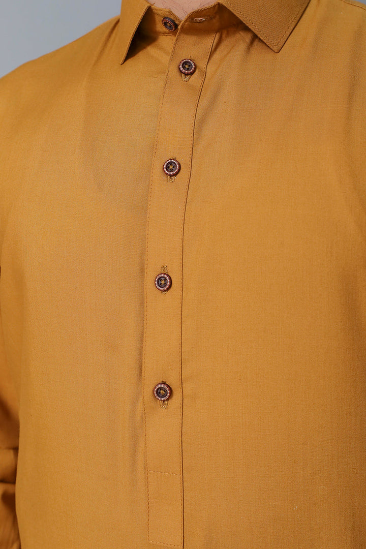 Men premium wash n wear Kameez Shalwar Mustard