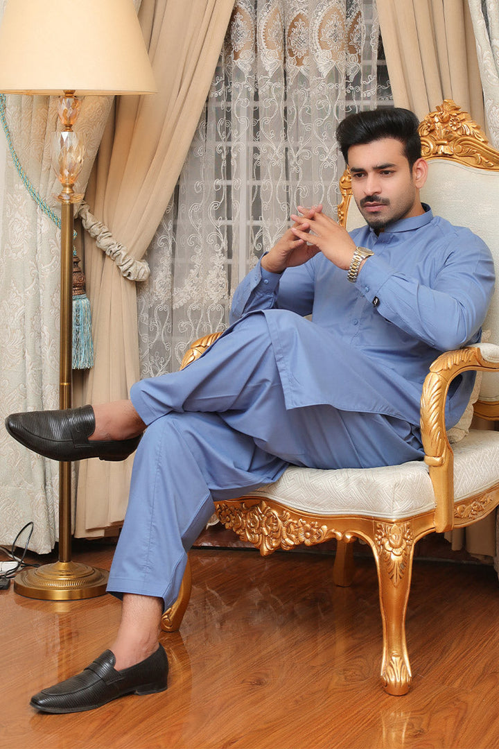 Men Premium Kameez Shalwar Blue