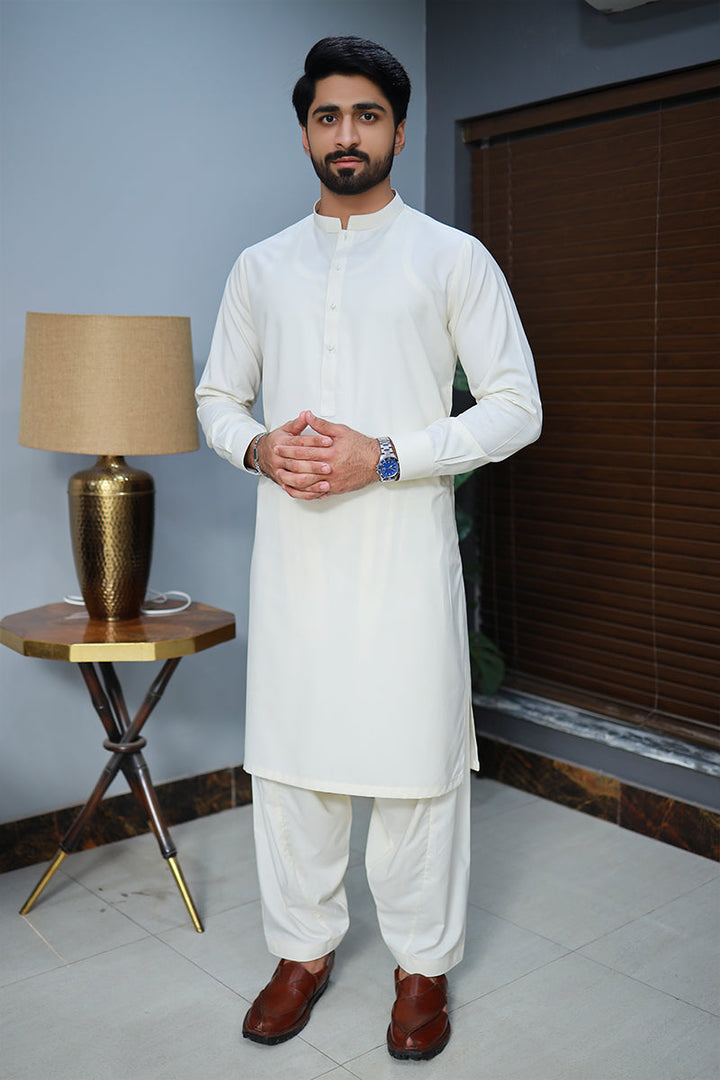 Men Wash n wear Kameez Shalwar Cream